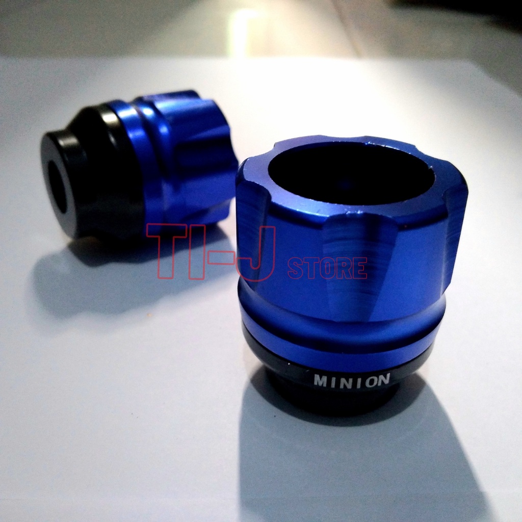 sepasang jalu as roda depan full cnc model corong warna merah, biru, gold