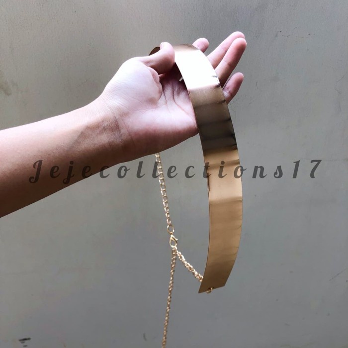 w10115 Belt Full Plat Rantai Gold 3 Cm - Ikat Pinggang Wanita 82J3022Jy