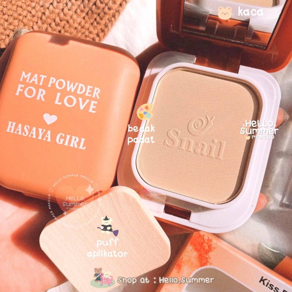 𝐁𝐄𝐃𝐀𝐊 𝐏𝐀𝐃𝐀𝐓 - Matt For Love Compact Powder Bedak Padat + PUFF Oil Control Free Two Way Cake