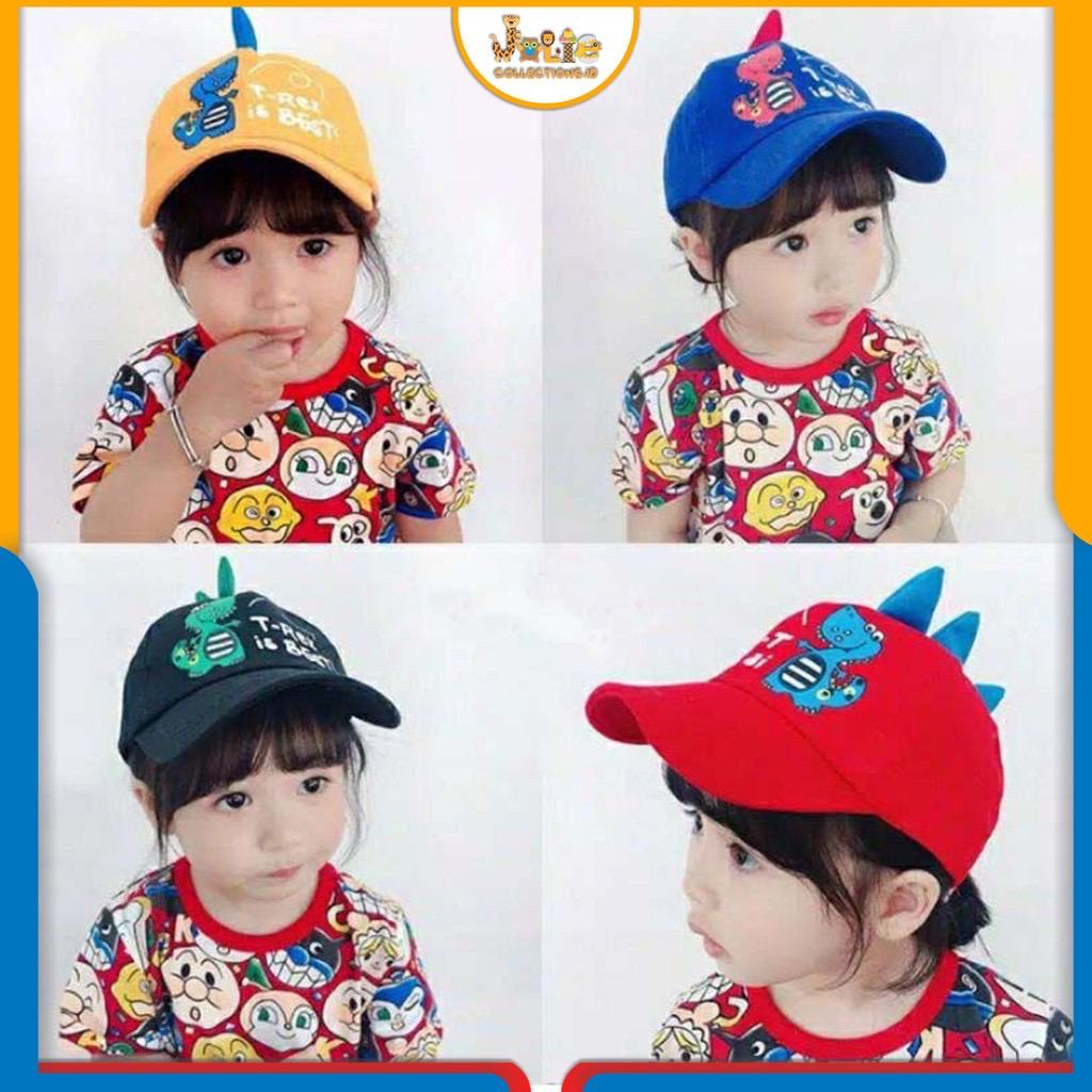 Topi Baseball Motif Dino Trex Bordir / Topi Anak-Anak / Topi Anak Karakter Dinosourus