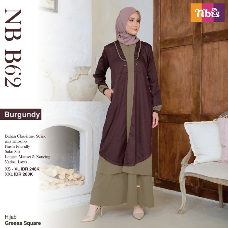 NIBRAS NB B62 BURGUNDY#GAMIS NIBRAS