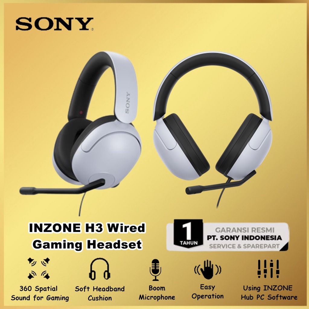 Sony INZONE H3 Wired Cable Kabel Gaming Headset With 360 Spatial Sound MDR-G300