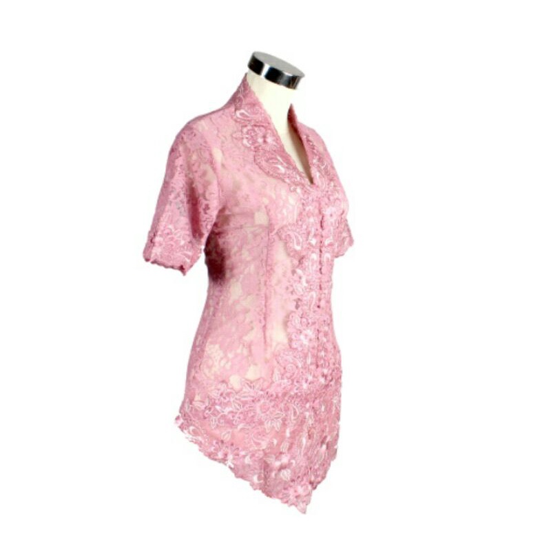 Kebaya Brokat Pendek Dusty Pink Bordir Tua Muda new