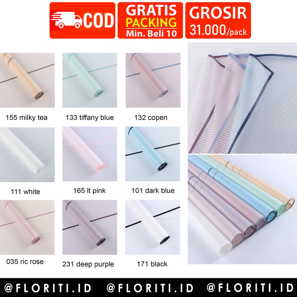 

(5 LEMBAR) kertas buket cellophane love line motif