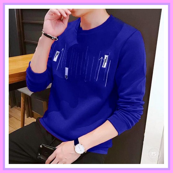 Kaos Casual  Keren Pria Baju Santai Dewasa Distro Cowok Lengan Panjang Atasan Pria/Mido S-Xxl-Xxxl/L