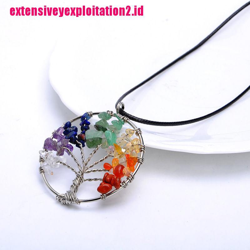 &lt; E2id &amp; &gt; Kalung Rantai Dengan Liontin Pohon Kehidupan 7 Chakra Untuk Wanita
