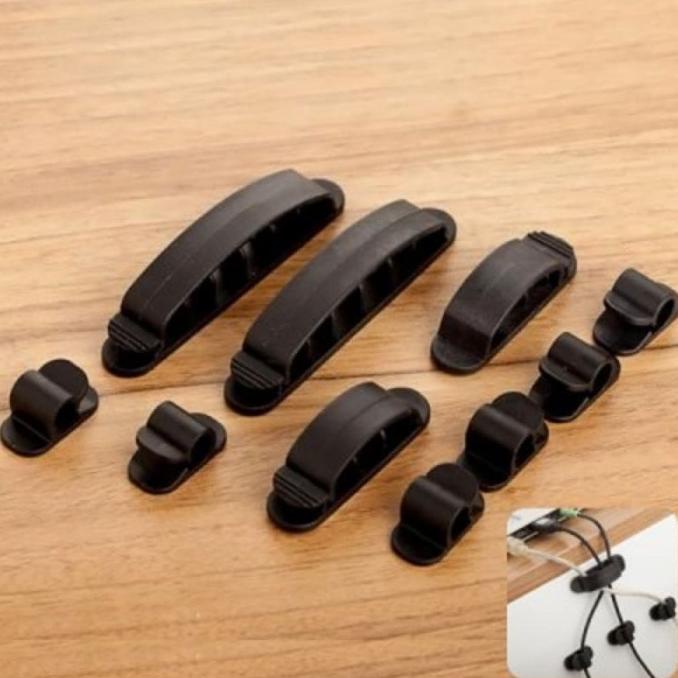 

(BISA COD) Multisize Cable Clips 10 Pcs Black Cord Organizer BIG SALE Kode 425