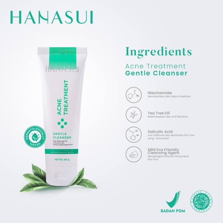 Paket Hanasui Acne Treatment 4pcs (day cream+night cream+serum gold+cleanser)