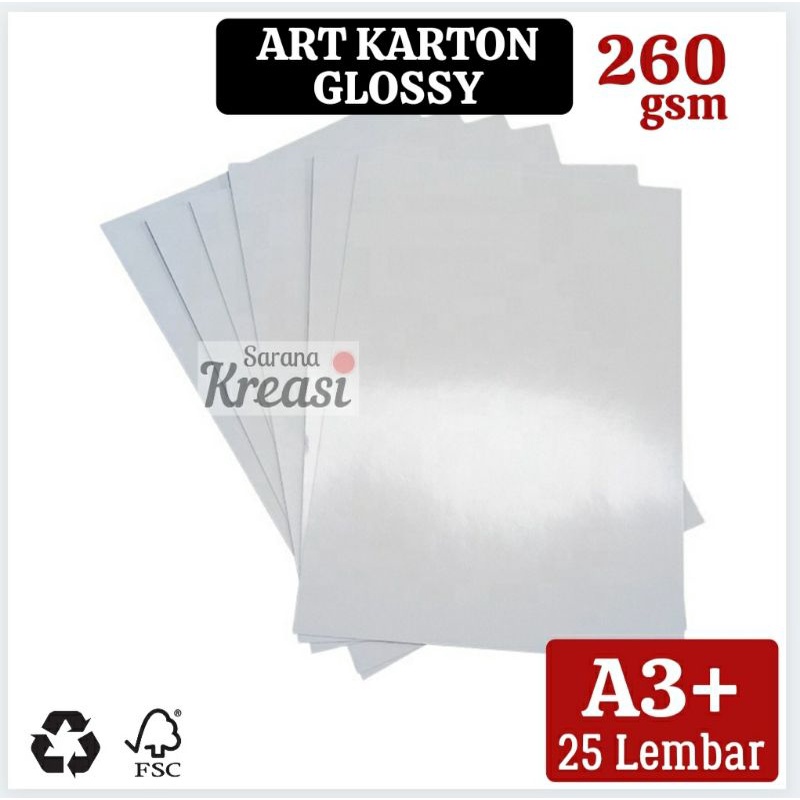 

Kertas Art Karton Glossy 260g A3+ (isi 25 Lembar) Art paper Kilap