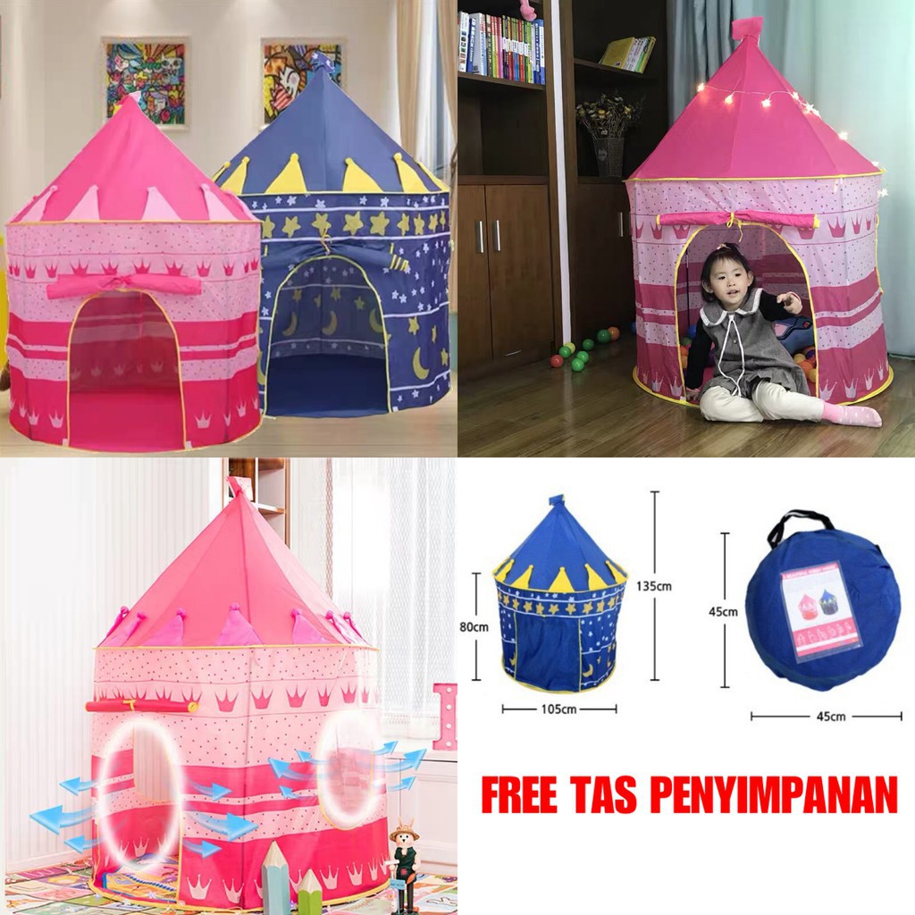 Tenda Anak Model 2 Pintu Warna Warni Tenda Bermainan Anak Tenda Lipat Original