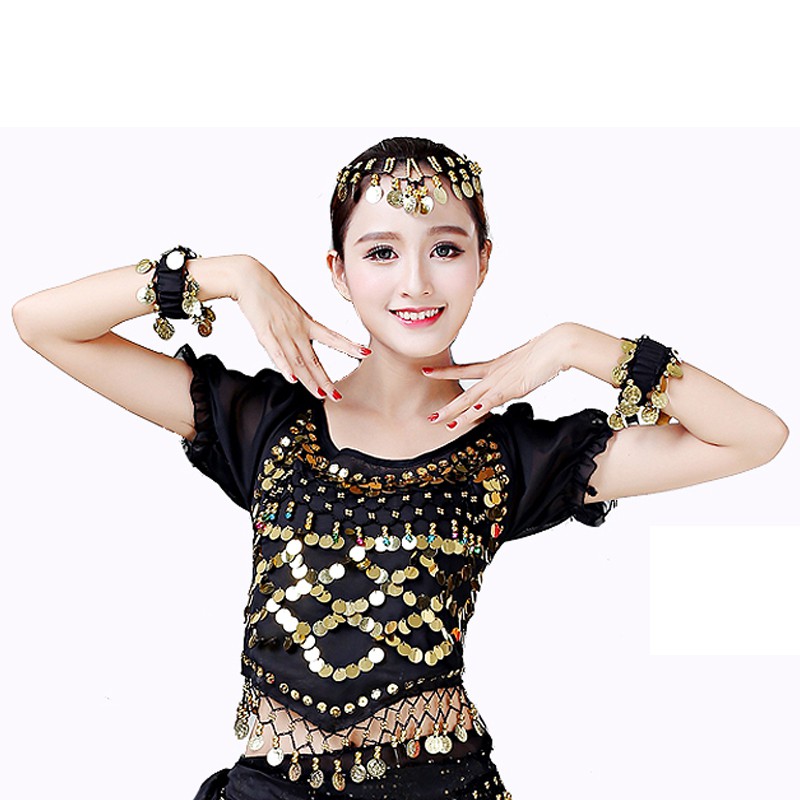 BAJU ATASAN TARI PERUT INDIA TANGAN LENGAN BALON BELLY DANCE TOP INDIAN TRIBAL ZUMBA KOSTUM TARI TAMBORIN