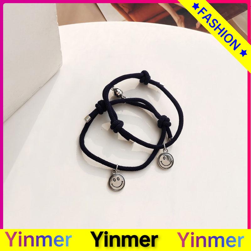 COD✨ 2 Pcs/Set Gelang Pasangan Yang Tersenyum Gelang Couple Tenunan Tangan Baru Aksesoris Perhiasan Fashion Korea-Yinmer