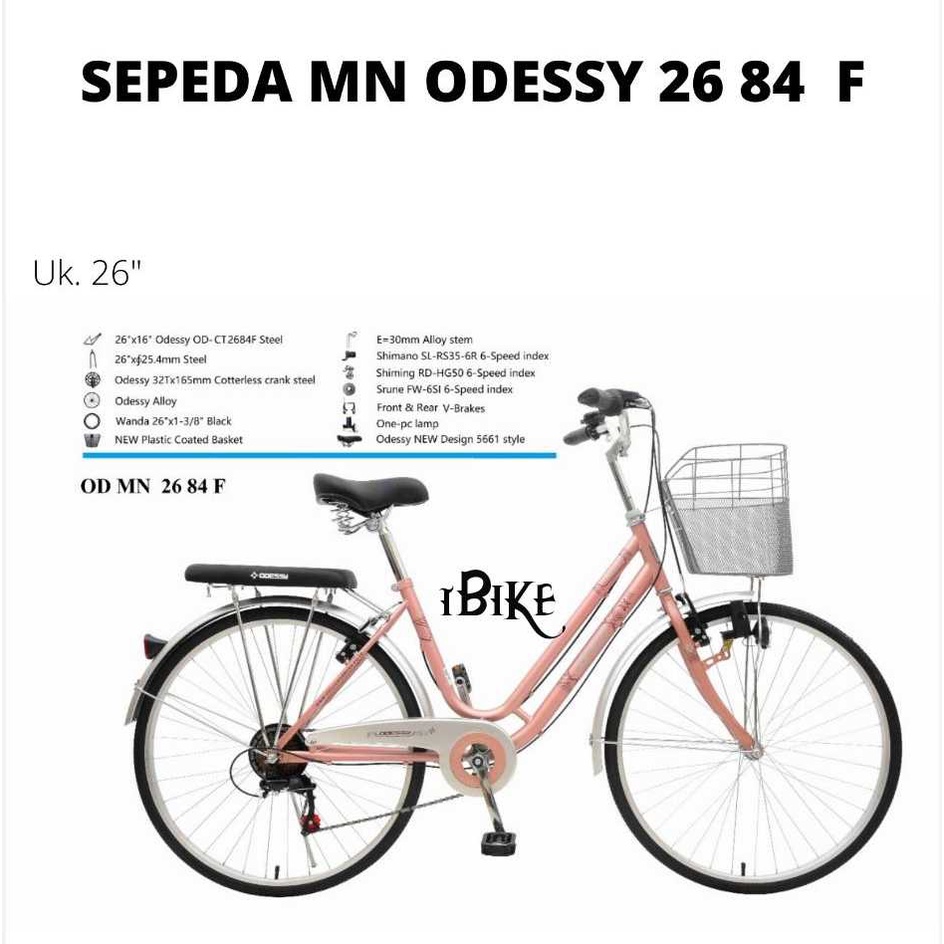 Sepeda Keranjang Dewasa ODESSY 26 84 F Ukuran 26 Inch Mini 6 Speed