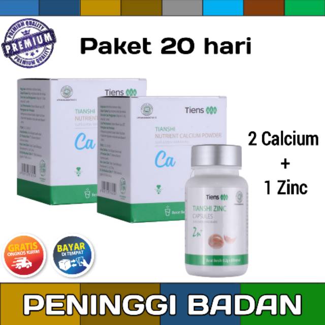 Super Grow Up Kalsium Tiens / Tianshi Susu Calcium 20 Sachet 60 Zinc Original