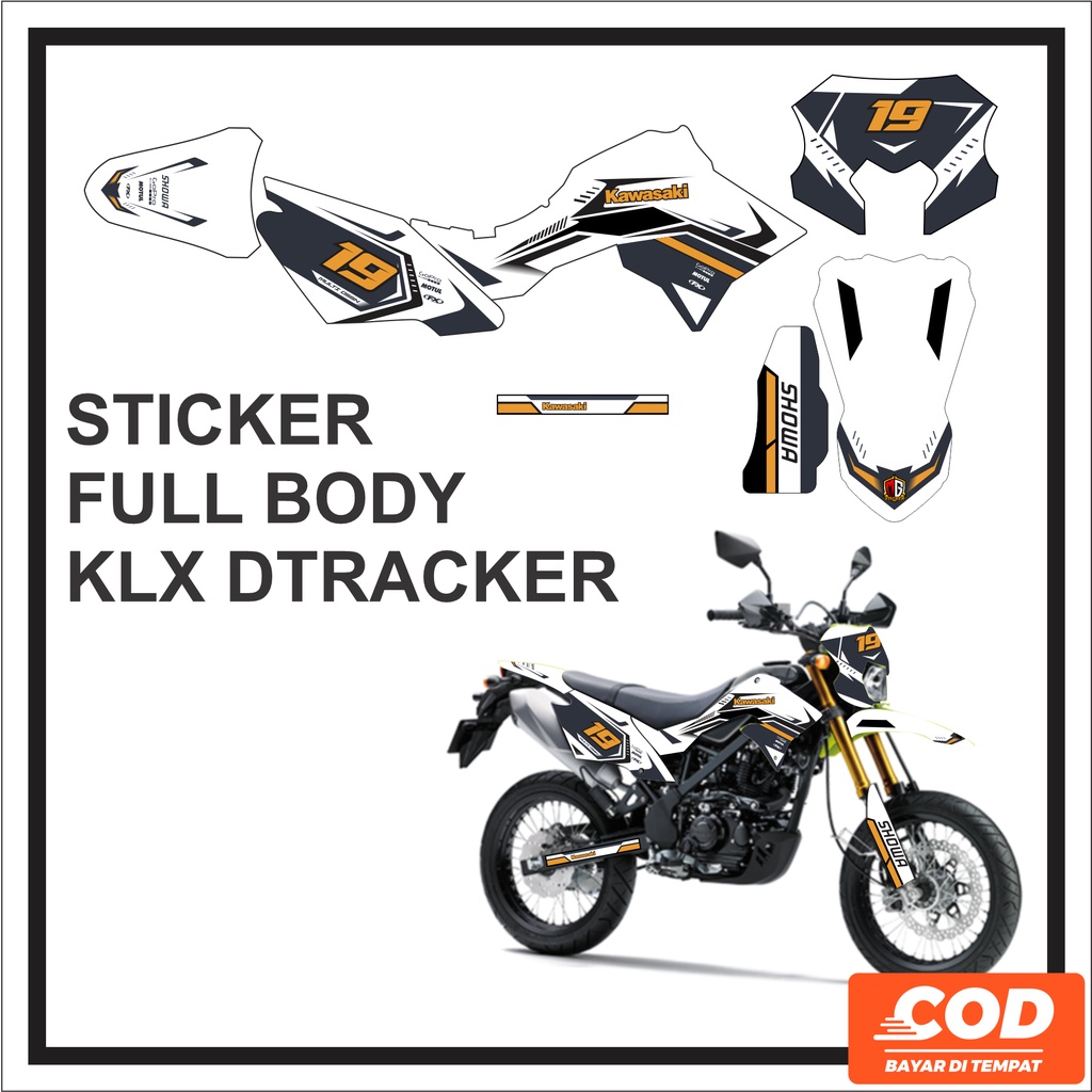 Stiker DEcal Motor KLX DTRACKER Full Body Sticker Kawasaki D tracker Motif Garis Putih Hitam Keren B