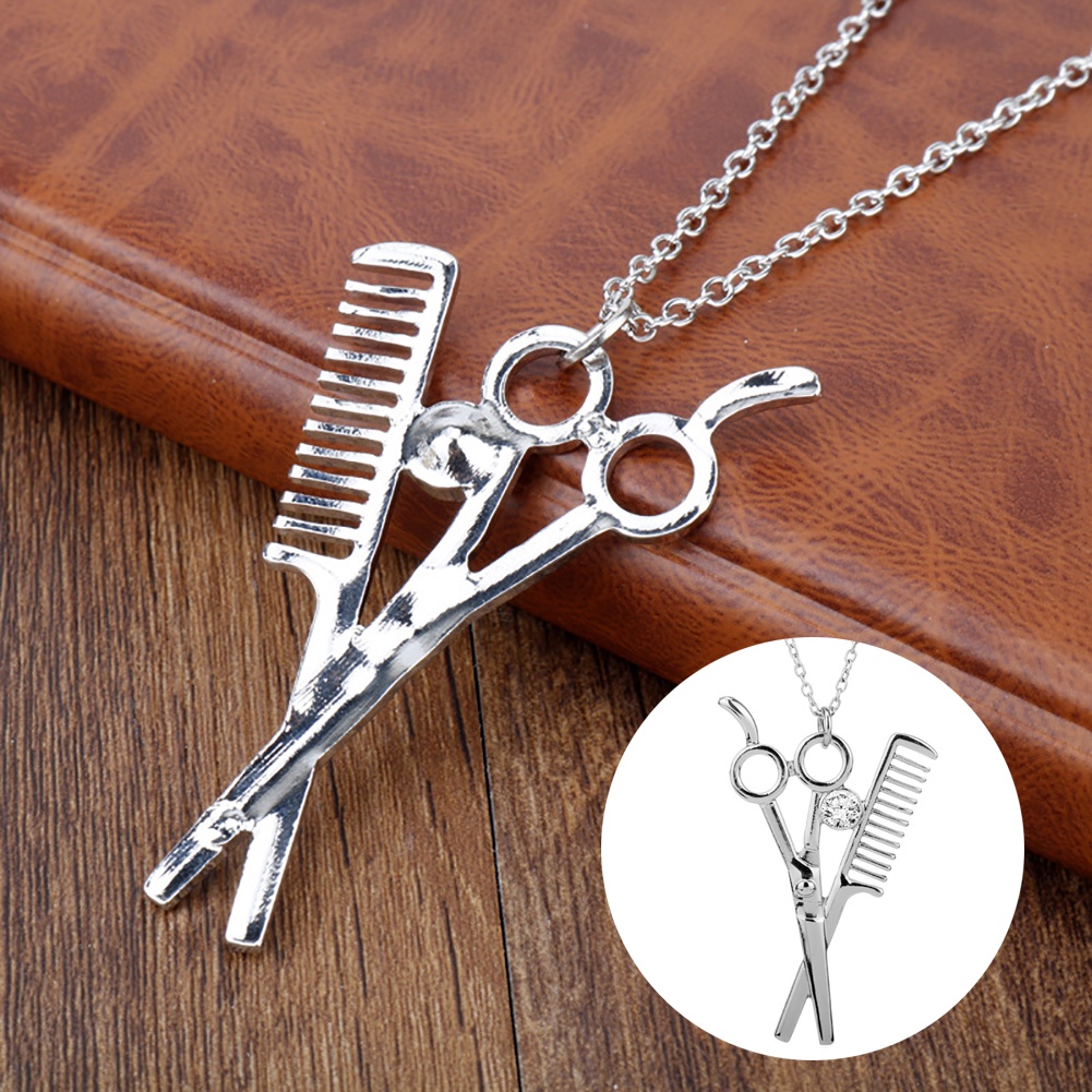 Hu Hu Hu Hu Hu Alat Bantu Pasang Kacamata♡ Kalung Rantai Liontin Guntingsisir Hias Berlian Imitasi Gaya Trendy Untuk Priawanita