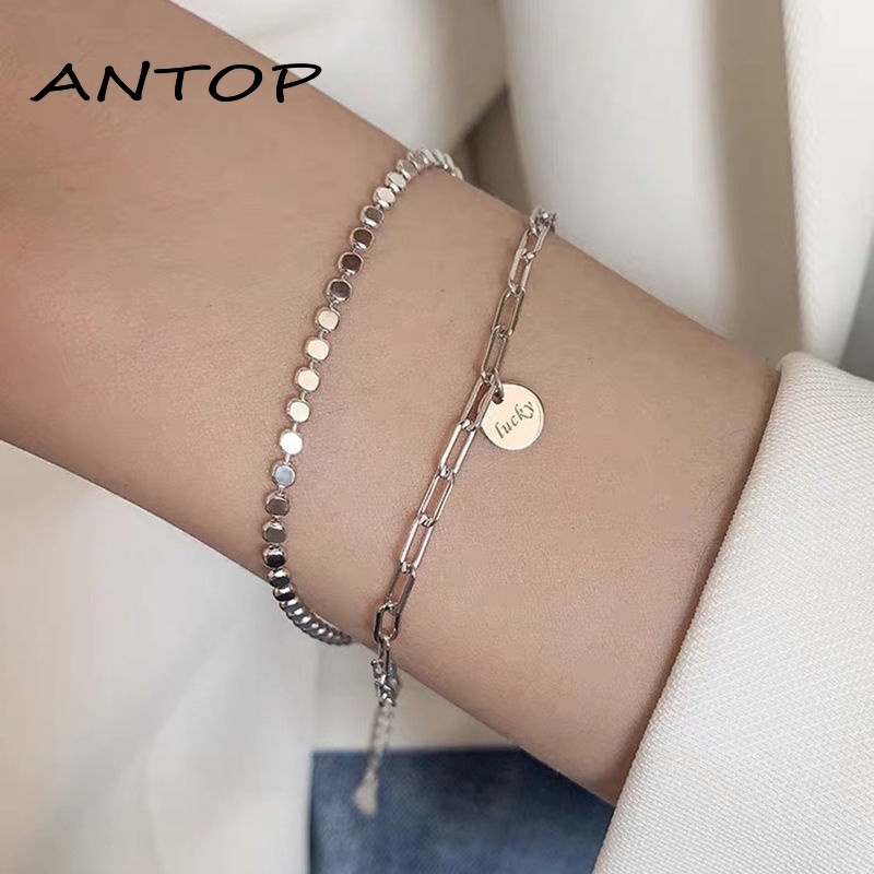 Korea Fashion Gelang Geometris Hadiah Pacar Gelang Lapis Ganda  Aksesoris ANTOP