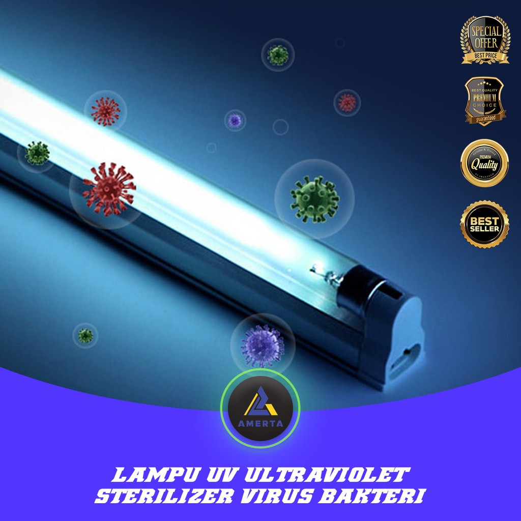 Lampu UV Ultraviolet Sterilizer Virus Bakteri Tungau Germicidal 8W