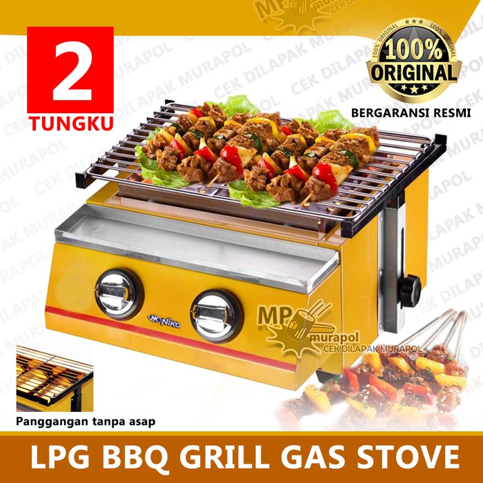 Niko NK-GR2 BBQ Grill Gas Panggangan Sosis Kompor 2 Tungku NKGR2/NKGR2ST