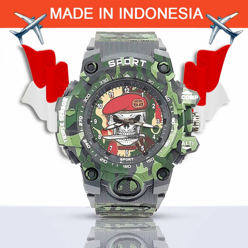 {Istimewa} Jam Tangan KOPASUS (KOMANDO PASUKAN KHUSUS) -Abu-Abu Army Water Resistant