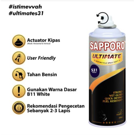 Cat Semprot Sapporo Ultimate S31 Violet / Sapporo Spray / Pilok / Pylox / Pilox Warna Lembayung