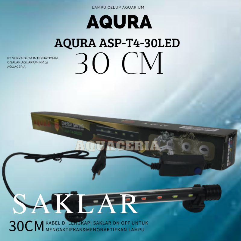 Lampu celup aquarium 30cm AQURA ASP-T4-30LED lampu celup aquarium Mini