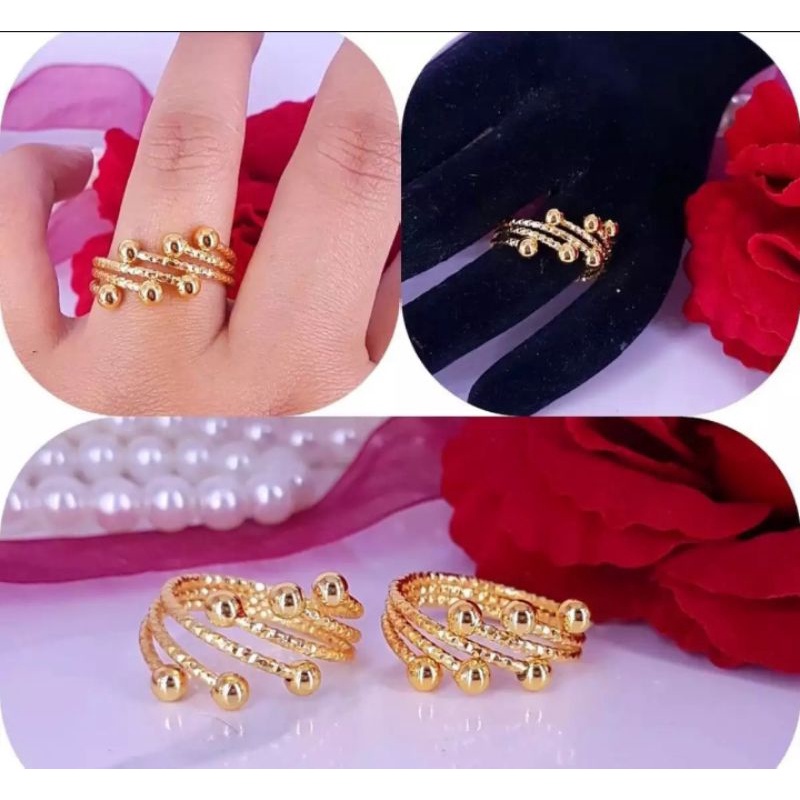 cincin motif keroncong lilit perhiasan wanita titanium gold 18k