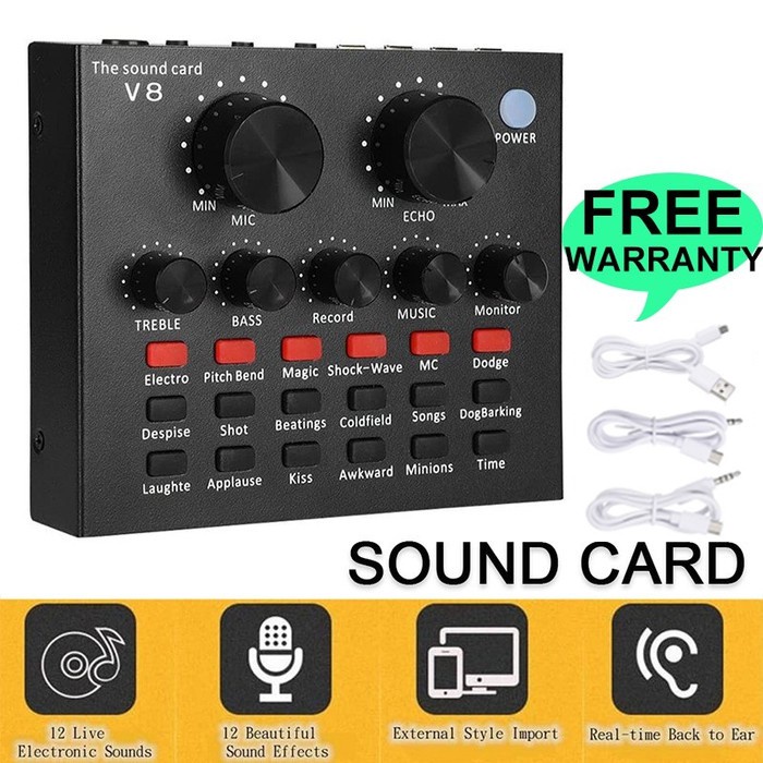 Trend-Soundcard v8 Mixer External Soundcard V8 Audio Microphone Singing Live Sound Card v8