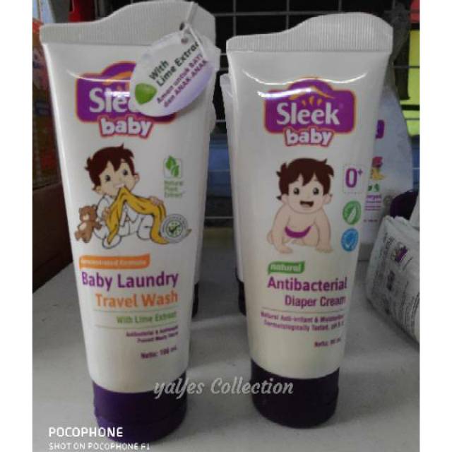 Sleek baby diaper rash cream 80 ml laundry travel wash 100ml slik sleak slek detergen deterjen cair