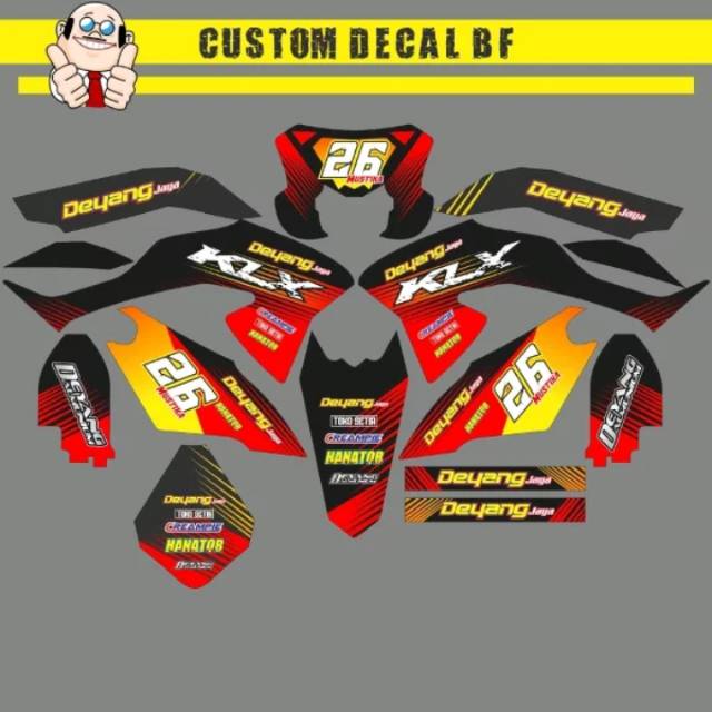 DECAL STIKER KLX BF FIRE BISA UNTUK SEMUA MOTOR TRAIL