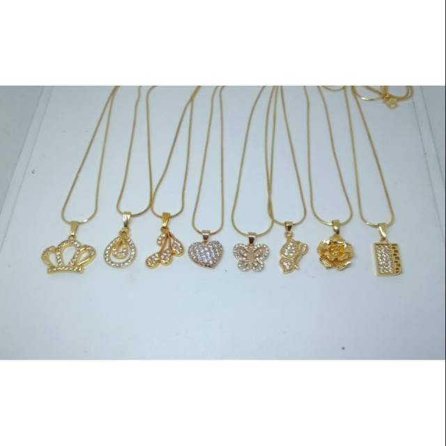 P10 kalung xuping wanita berlapis emas dengan mata zircon uk45cm.