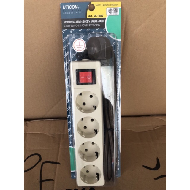 Uticon st 1482 st-1482 stop kontak 4 lubang switch 1,5 m meter