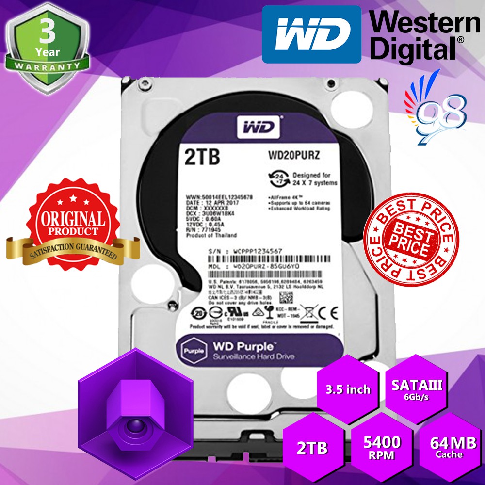 Tips Harddisk Internal Purple 2TB 2 TB - WD HD HDD Hard Disk 3 ...