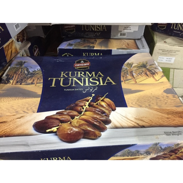 

Kurma Tunis Tunisia kering tangkai merk zamzam kemasan 5kg