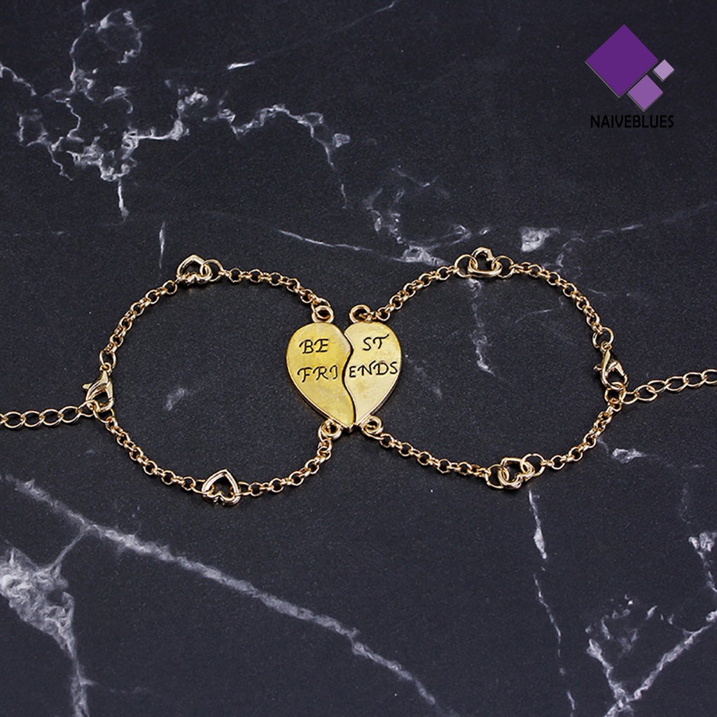 2pcs Gelang Persahabatan Bentuk Hati Untuk Hadiah