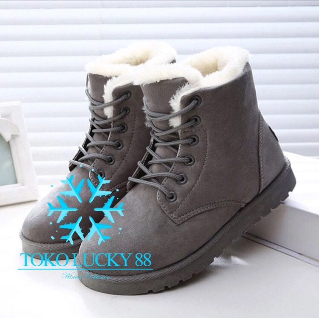 IMPORT MOLLAD Boots Thermal Sepatu Boots Winter Lapis Bulu Musim Dingin