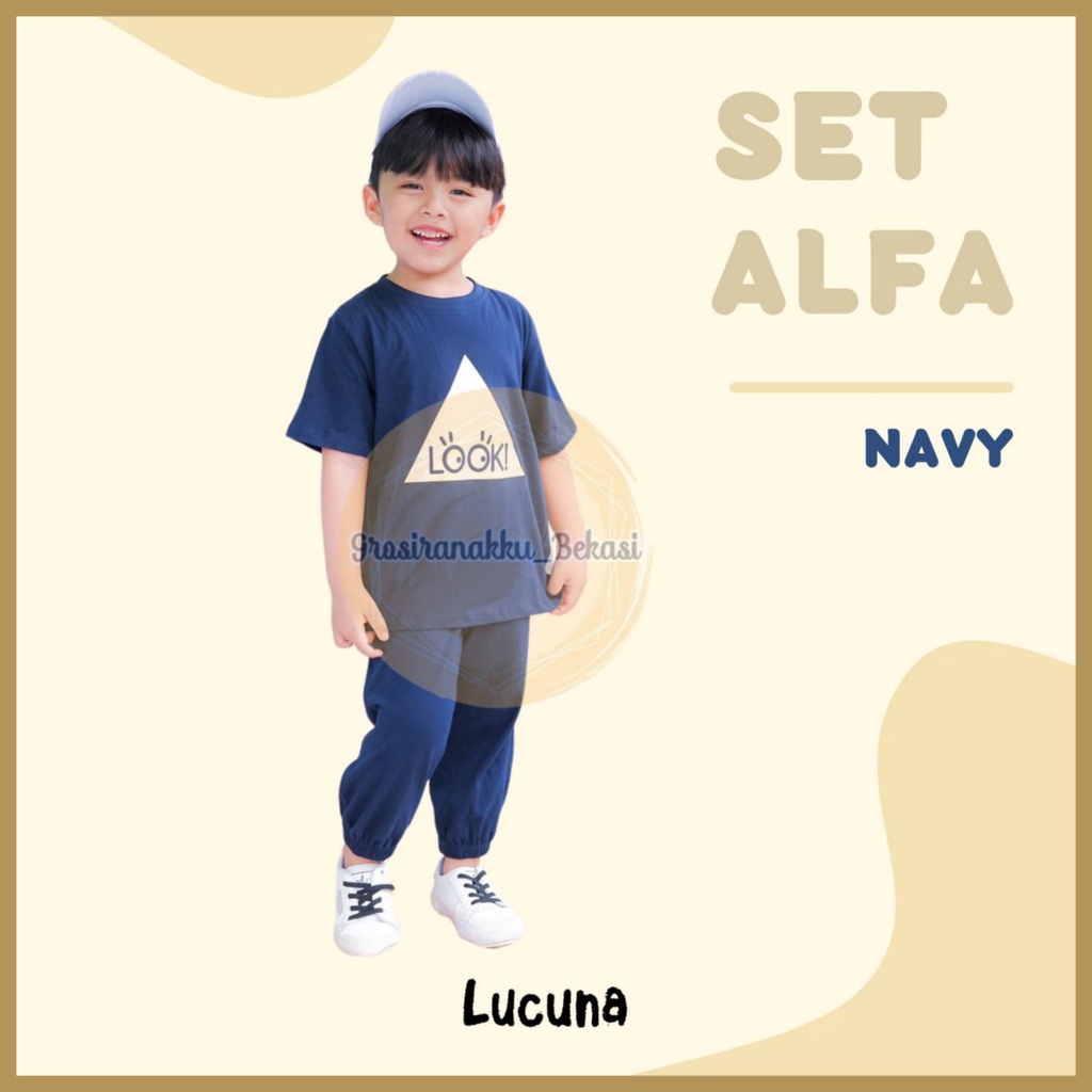 Setelan Anak Unisex Lucuna Alfa Warna Navy Size 1-5Tahun