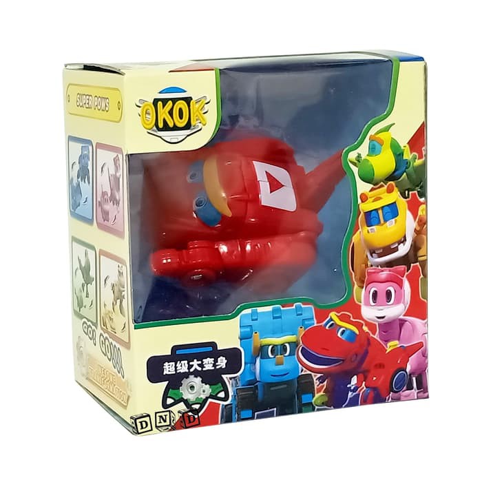 MAINAN ANAK ROBOT GOGO DINO MINI TRANSFORMING DINOSAUR MOBIL MERAH REX BY AGEN MAINAN - AM 1038