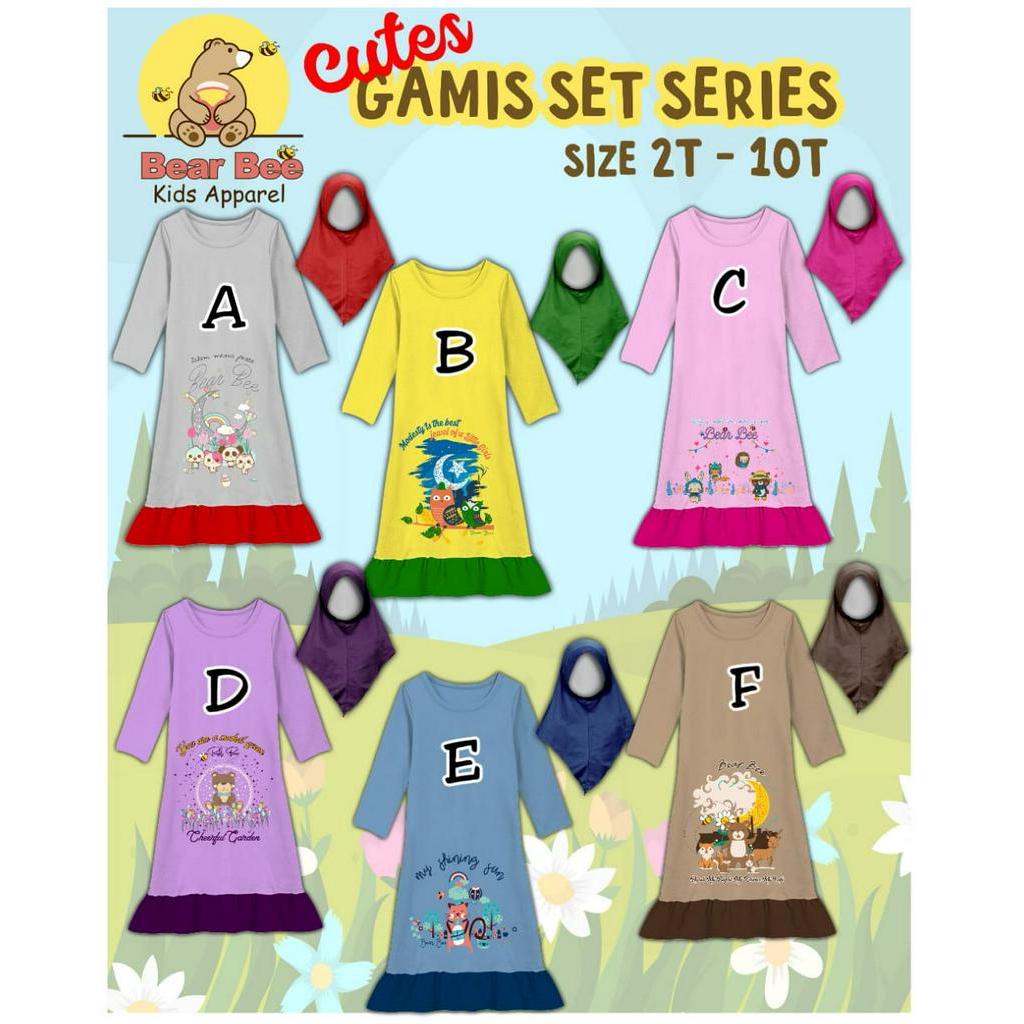 GAMIS ANAK CUTE SERIES FREE KERUDUNG USIA 2-10 TAHUN