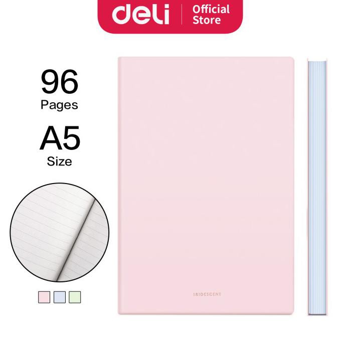 

Deli Notebook Buku Catatan A5 96Lembar Warna Pastel High Quality 2228X - transparan pink Kode 56