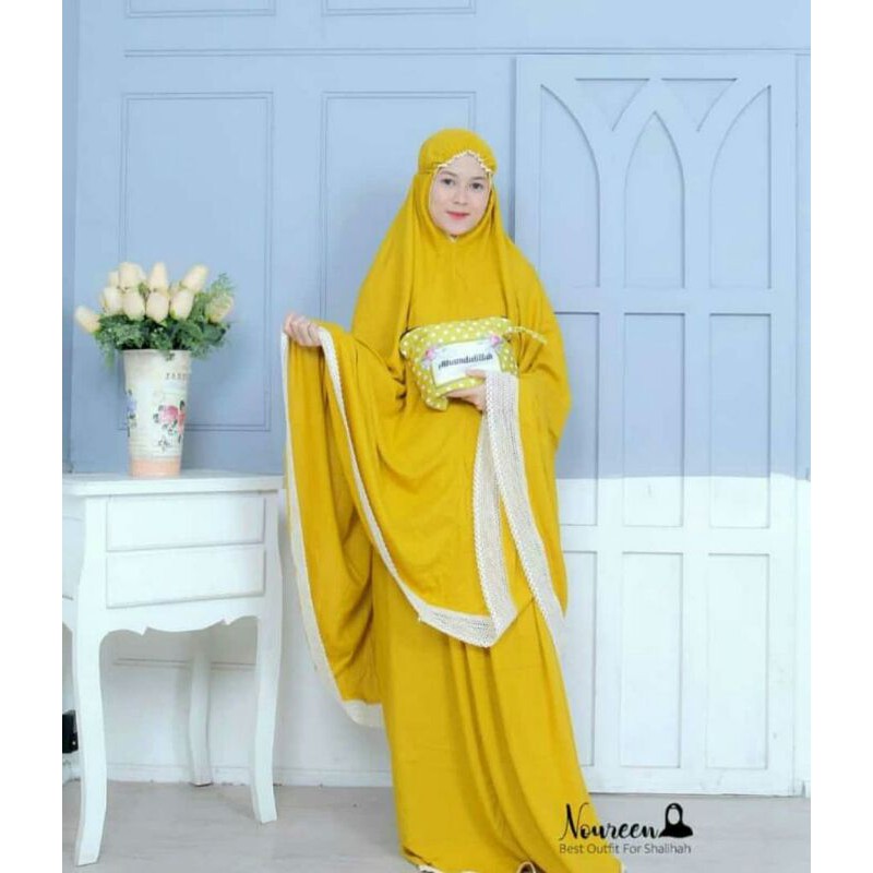 Mukena Trevelling katun rayon renda dewasa jumbo