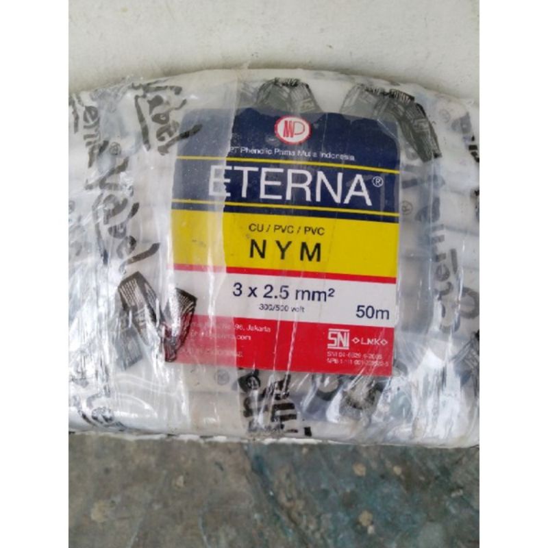 Kabel Eterna NYM 3 x 2,5 / Kabel Eterna NYM 3*2,5 SNI Tembaga Harga Permeter  Bisa Gojek / Grab Meda