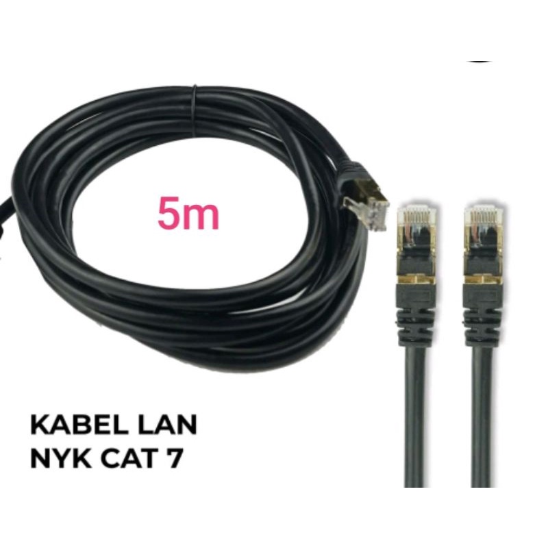 kabel lan rj 45 cat 7 5m nyk kabel jaringan siap pake