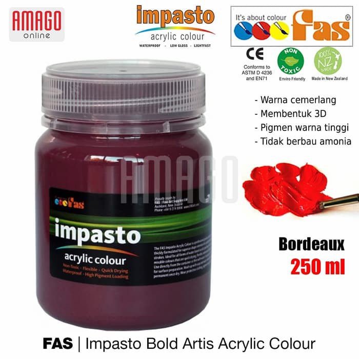 FAS - IMPASTO ACRYLIC PROFESSIONAL PAINT - 250 ml - BORDEAUX