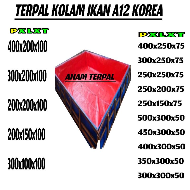 TERPAL KOLAM IKAN A12 KOREA SUDAH BENTUK KOTAK