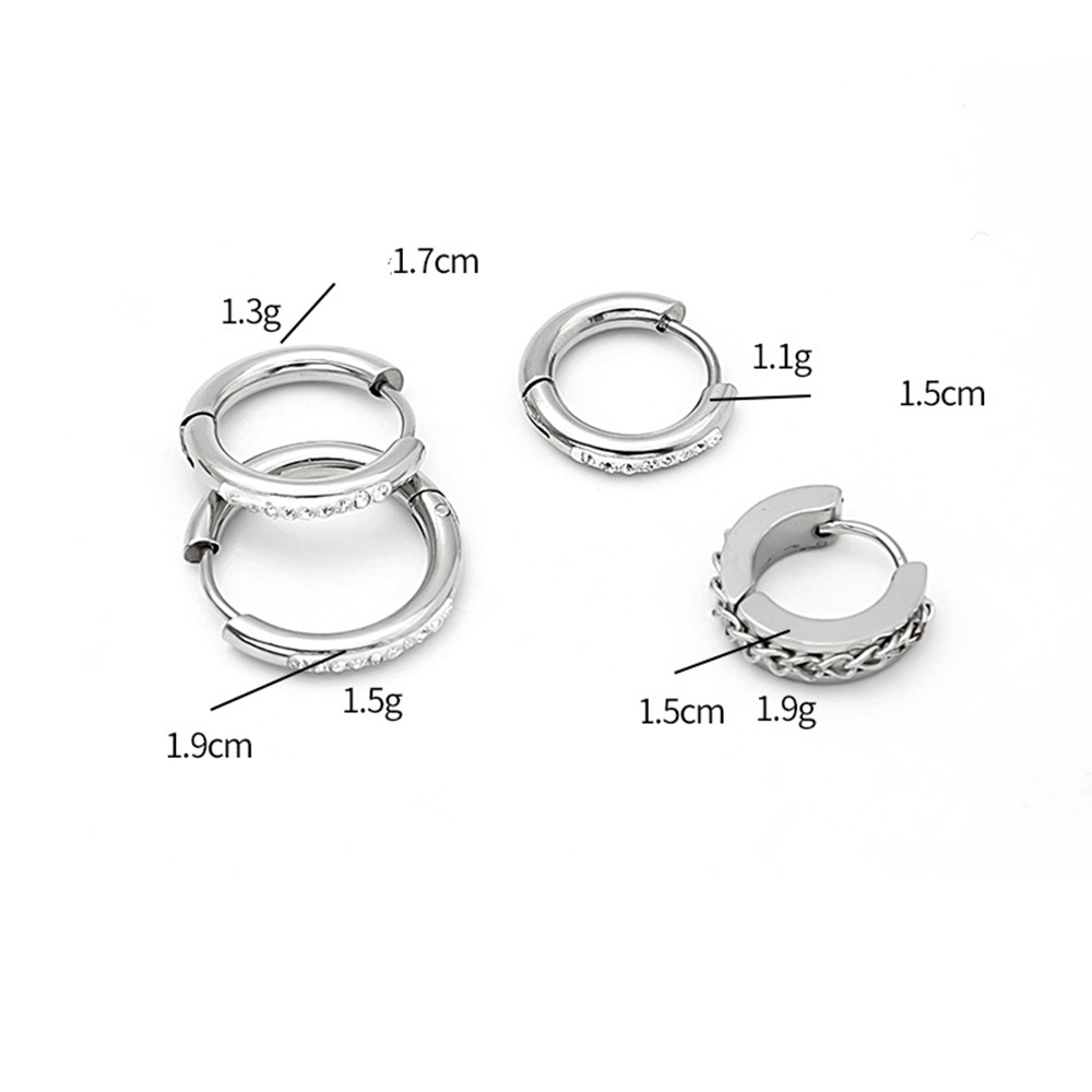 1 Pc Anting Tindik Bentuk Bulat Geometris Bahan Stainless Steel Untuk Wanita