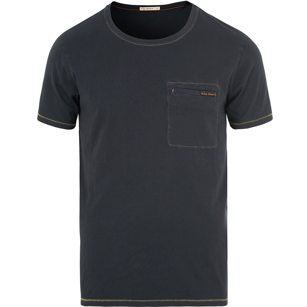 Nudie Jeans Ove Contrast Stitching T-Shirt - Black