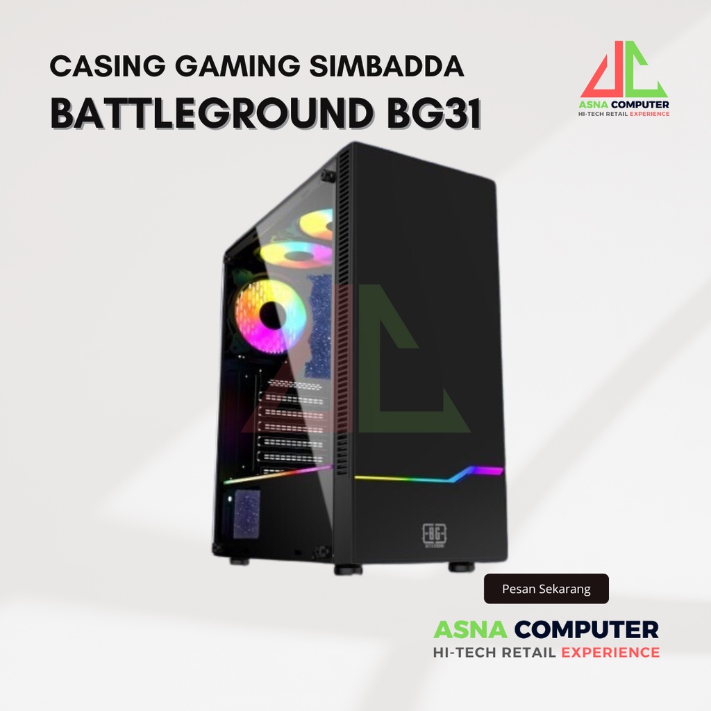 Casing PC Gaming Tanpa Power Supply Simbadda BG31-Casing CPU Gaming