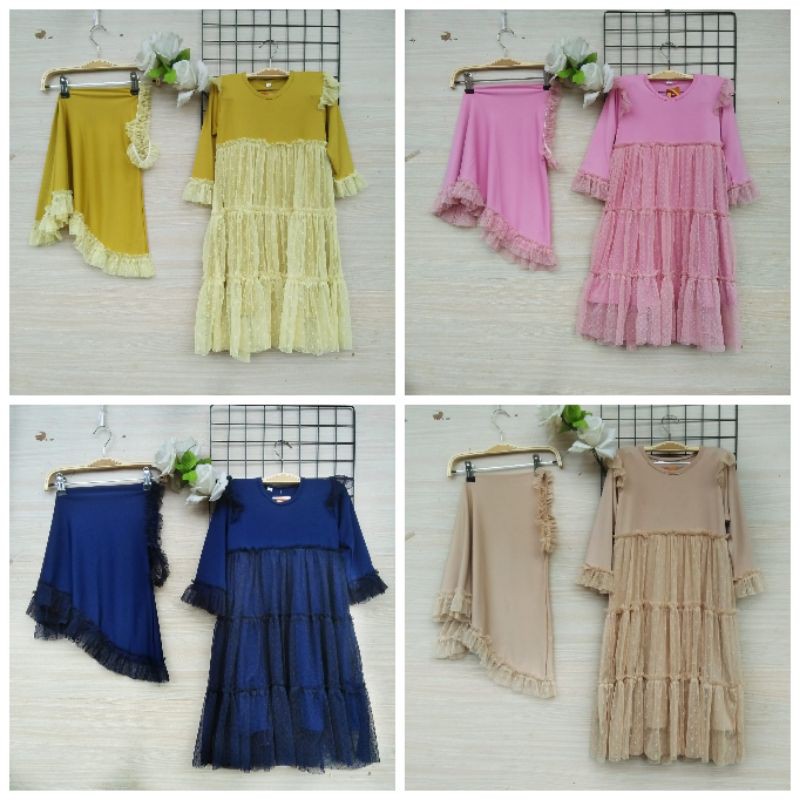Gamis Tutu Set Hijab Fashion Muslim Anak Mewah Pakaian Elegan Syar'i Lucu Pusat Grosir Murah Meriah
