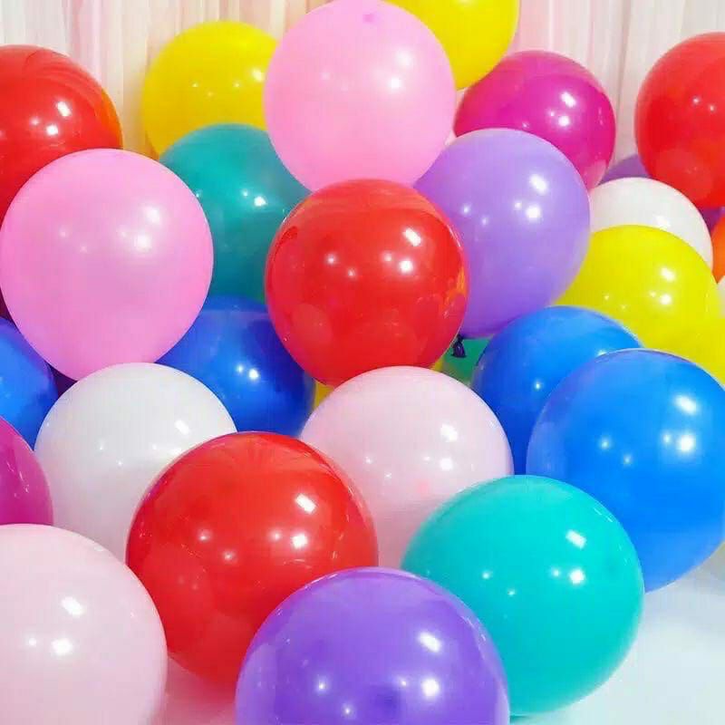 Balon ulang tahun polos atau stik tangkai balon 10pcs